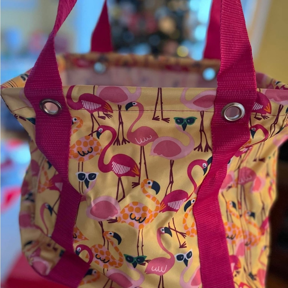 Thirty-One Flamingo Print Small Utility Tote Bag NWOT